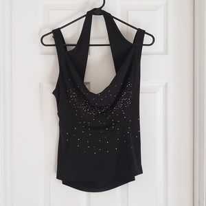 Black Sparkly Low-back Halter Top